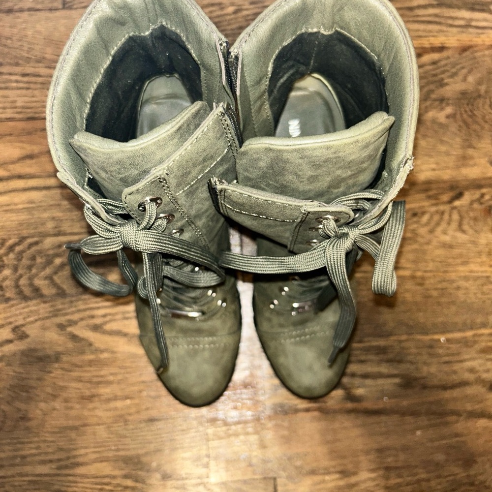 platform heeled combat boots, only tried on.